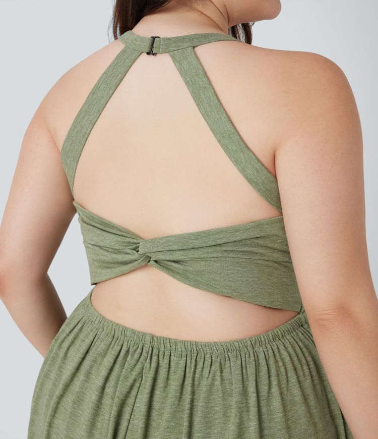 2-in-1 Plus Size Romper with Pockets-Easy Peezy Edition