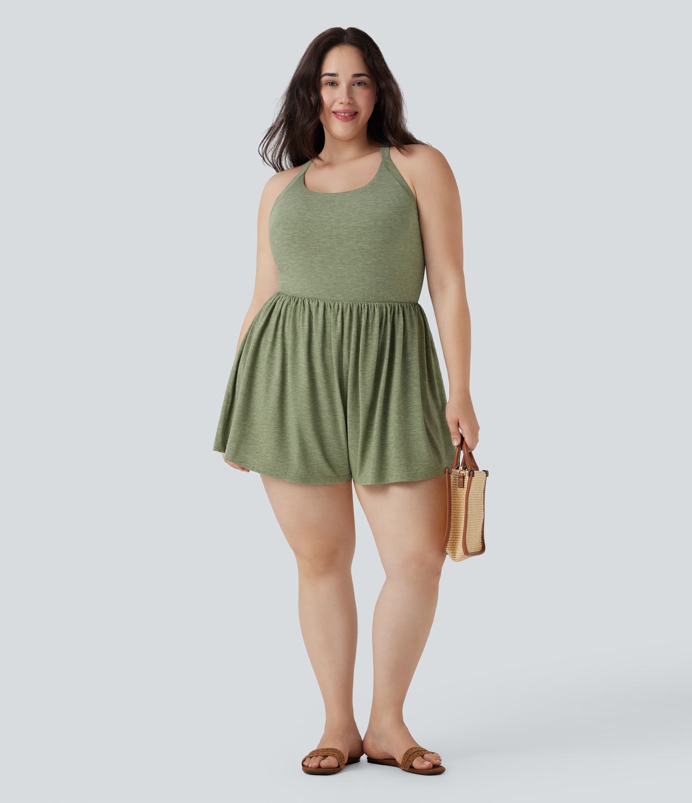 2-in-1 Plus Size Romper with Pockets-Easy Peezy Edition