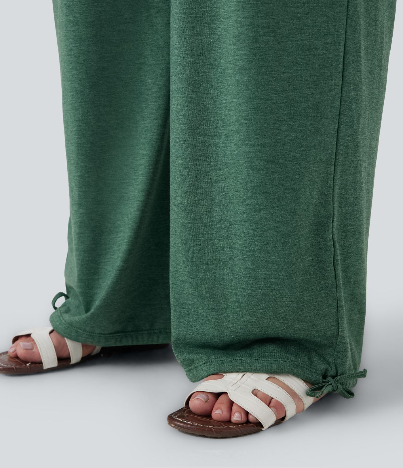 Joggers Décontractés à Taille Haute Croisée Grande Taille avec Poches et Cordon de Serrage