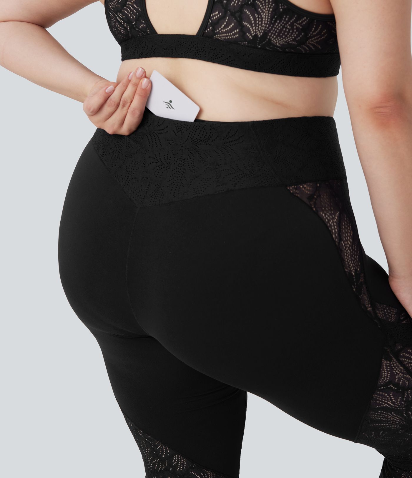 Leggings Softlyzero™ yoga acampanado tiro alto encaje contrastante bolsillo