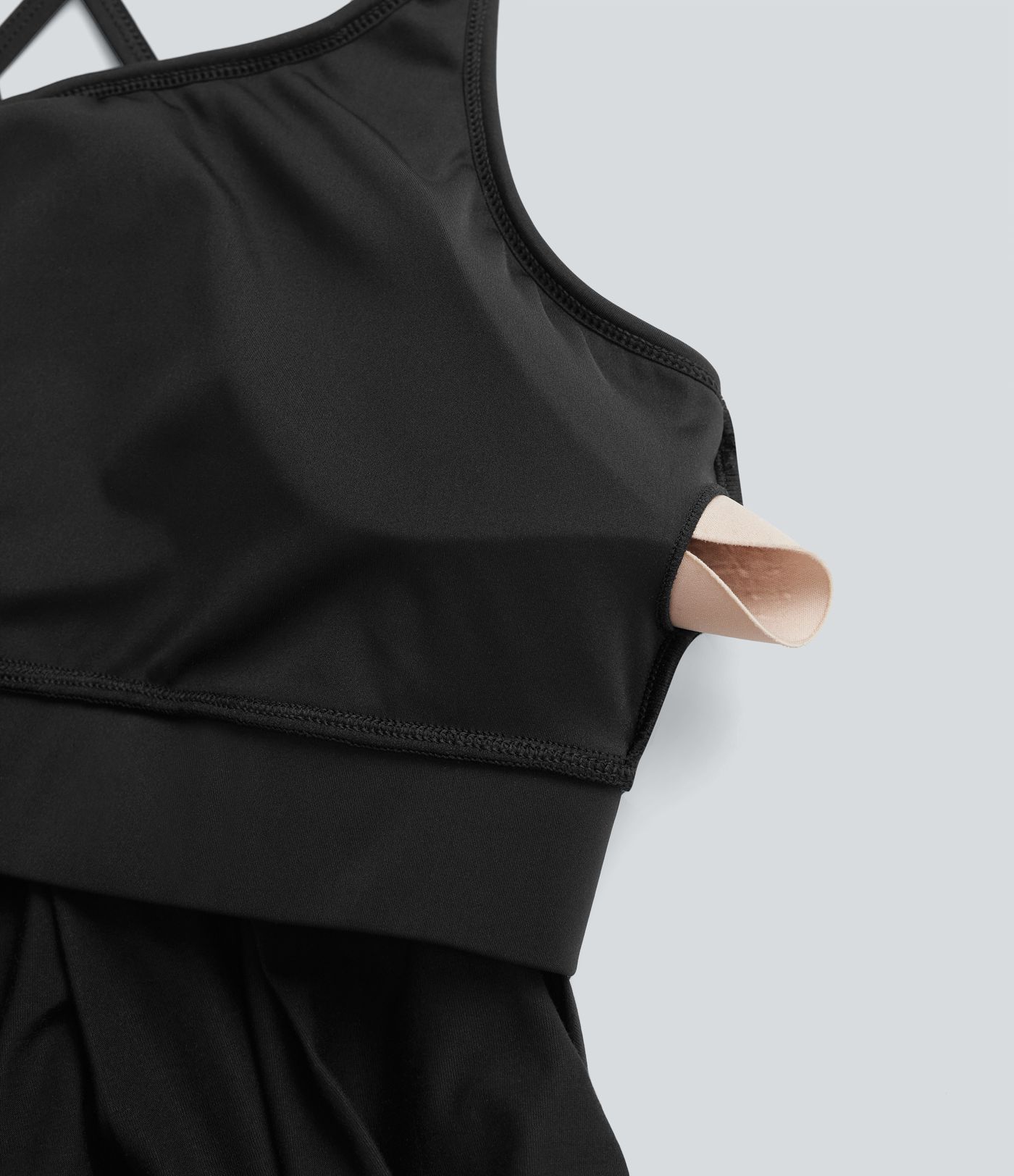 Top Cami de Yoga de Tallas Grandes con Espalda Cruzada Plisado de Secado Rápido