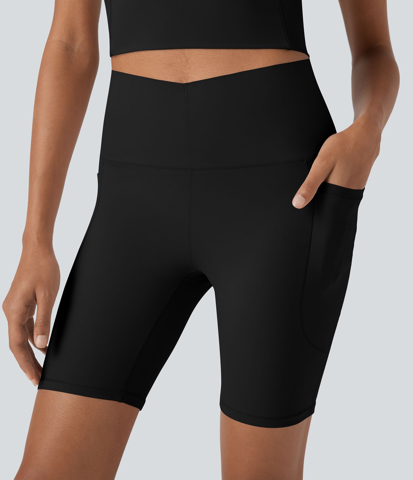 Halara UltraSculpt™ - Workout-Shorts mit hohem Bund, Seitentaschen, Bauchkontrolle und Cool-Touch - schnelltrocknend, UPF50+, 17,8 cm Halara UltraSculpt™ - Workout-Shorts mit hohem Bund, Seitentaschen, Bauchkontrolle und Cool-Touch - schnelltrocknend, UPF50+, 17,8 cm