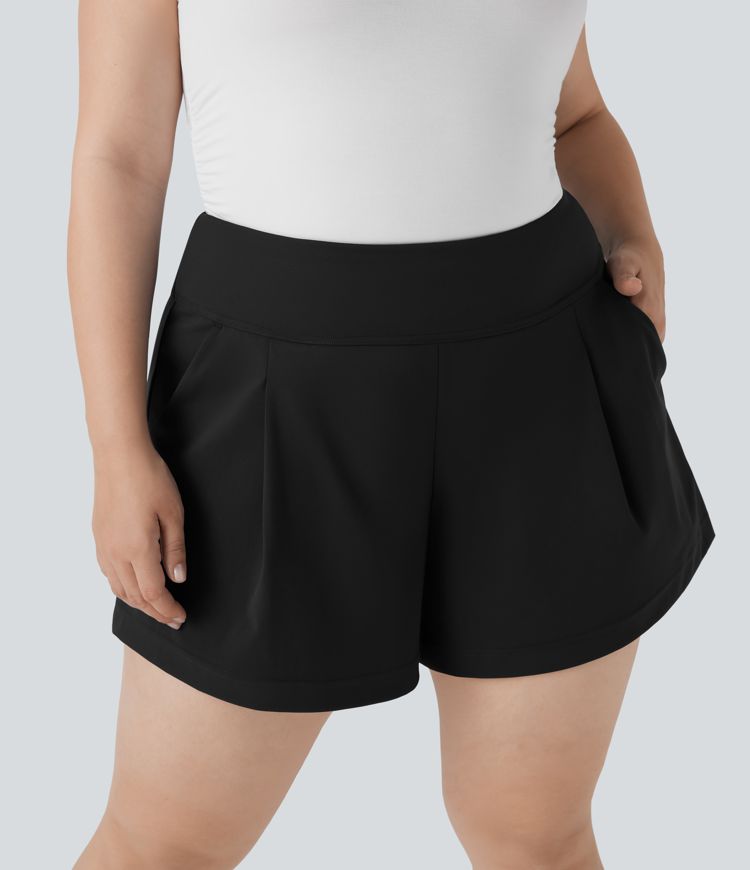 Plus Size High Waisted Work Shorts with Pockets