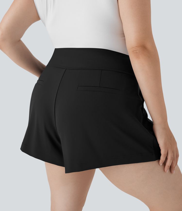 Plus Size High Waisted Work Shorts with Side Pockets