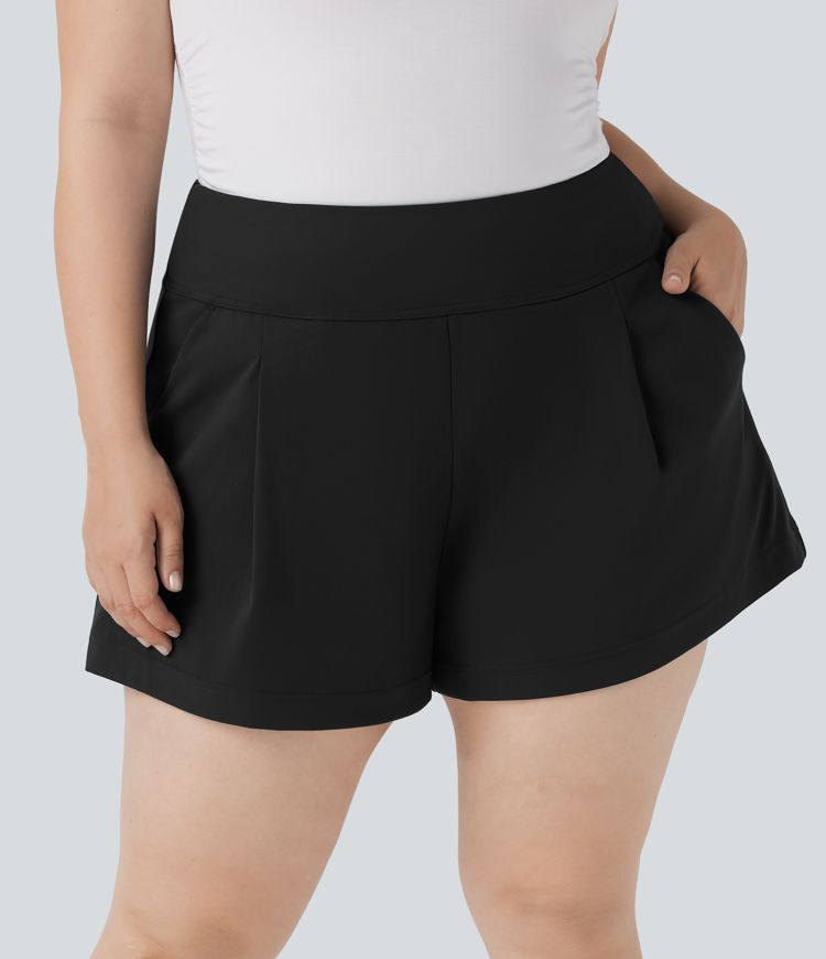 Pantalón corto oficina tiro alto talla grande bolsillo lateral