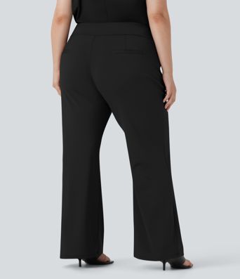 Plus Size Halara Flex™ DayStretch High Waisted Work Flared Trousers with Side Zip Pockets