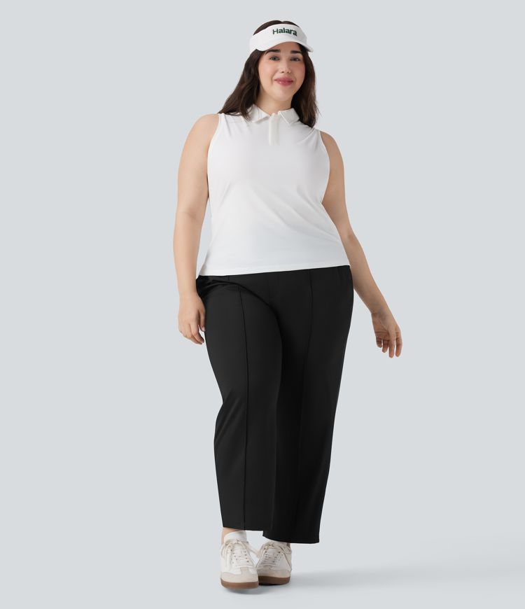 High Waisted Multiple Pockets Straight Leg Quick Dry Golf Plus Size Trousers-Golf Tee-UPF40+