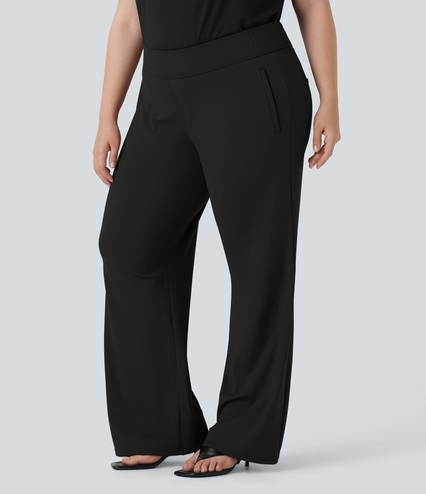Plus Size Halara Flex™ DayStretch High Waisted Work Flared Trousers with Side Zip Pockets