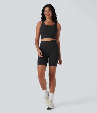 Halara UltraSculpt™ Cool Quick Dry High Waisted Tummy Control Shaping Yoga Biker Shorts 7'' with Pockets-UPF50+
