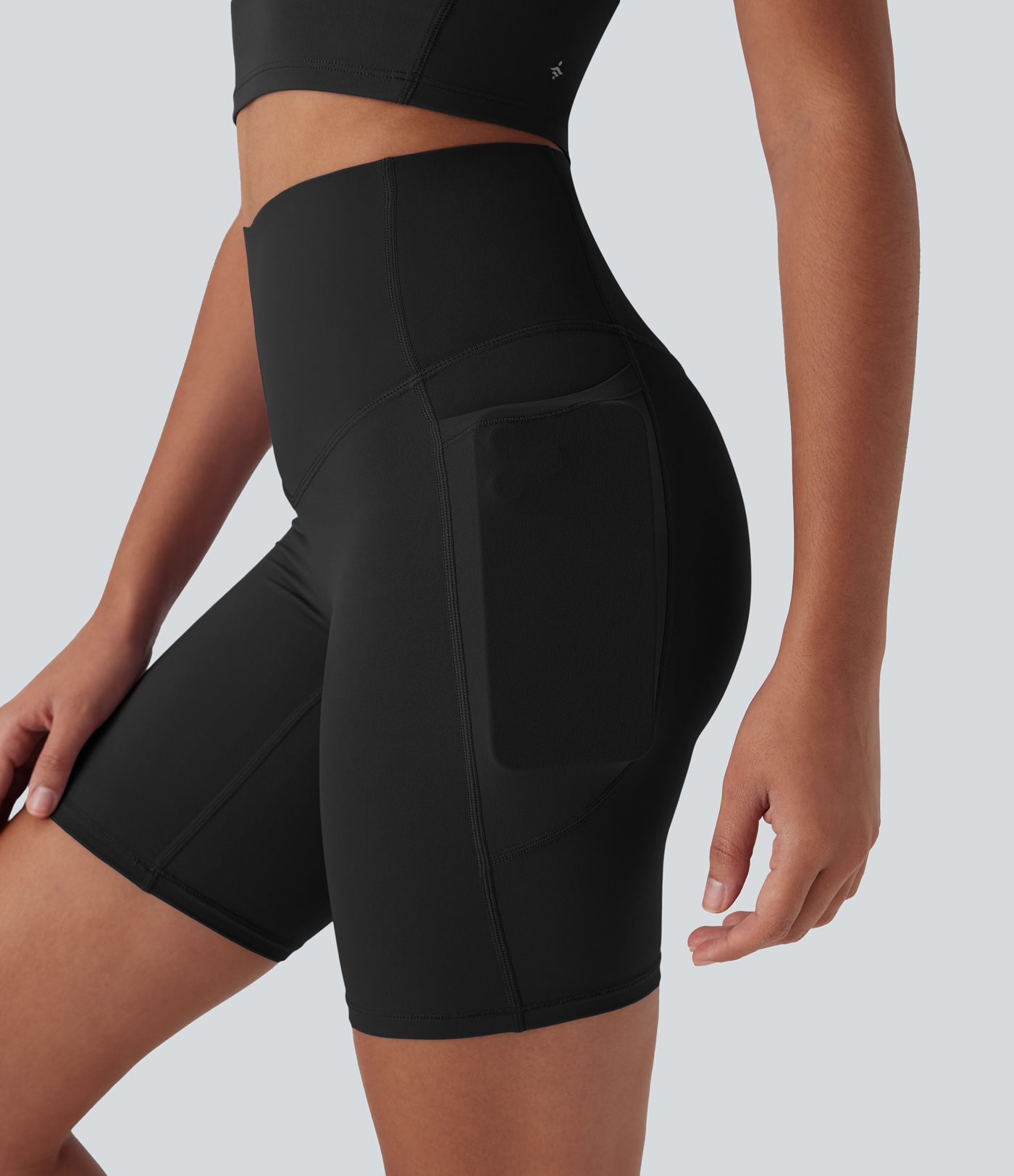 Halara UltraSculpt™ Cool Quick Dry High Waisted Tummy Control Shaping Yoga Biker Shorts 7'' with Pockets-UPF50+