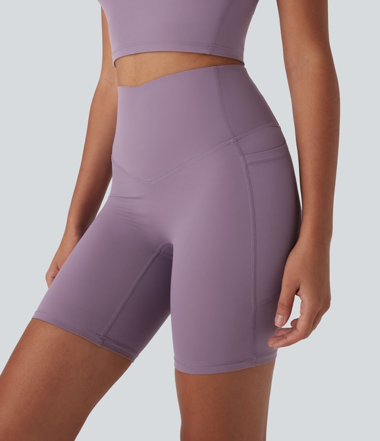 Pantalon large fluide décontracté gainant taille haute avec poches