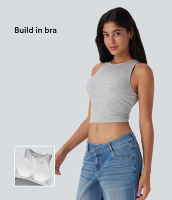 Kurzes, lässiges Tanktop mit Rundhalsausschnitt