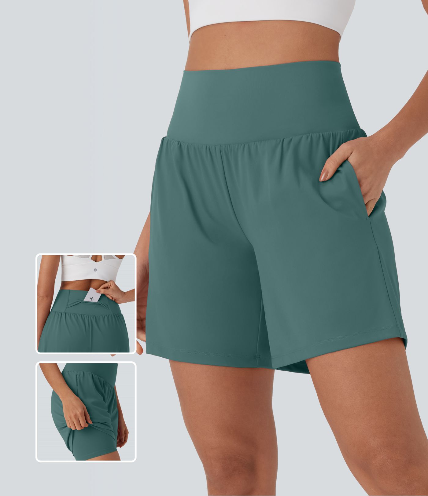 SoftlyZero™ Airy Super High Waisted 2-in-1 Cool Touch Yoga Shorts 7" with Pockets