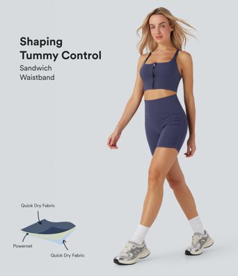 SoftlyZero™ QuickDry SoCinched magas derekú, hasformáló, ráncolt futó rövidnadrág 5''