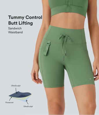 Halara UltraSculpt™ High Waisted Butt Lifting Tummy Control Loop Running Biker Shorts 7'' with Pockets