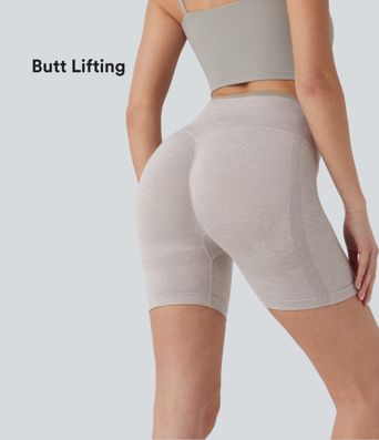 Pantalón corto yoga ciclista tiro alto realce glúteo sin costura 5 pulgada