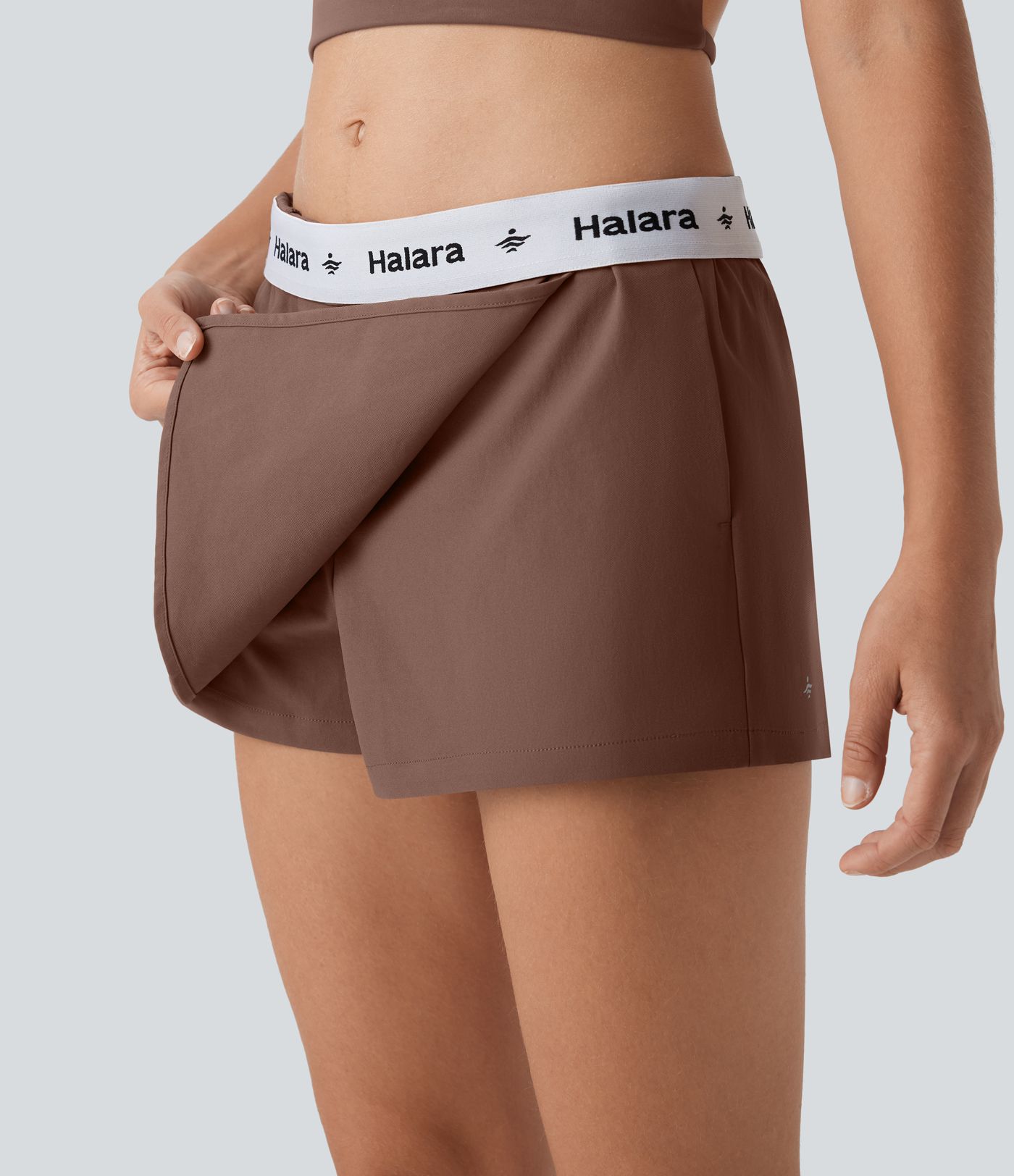 Falda pantalón de tenis mini de sarga plegable de tiro medio repelente al agua con bolsillos laterales
