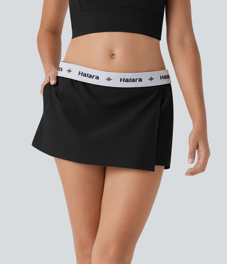 Water Repellent Mid Rise Foldover Twill Mini Tennis Skort with Pockets