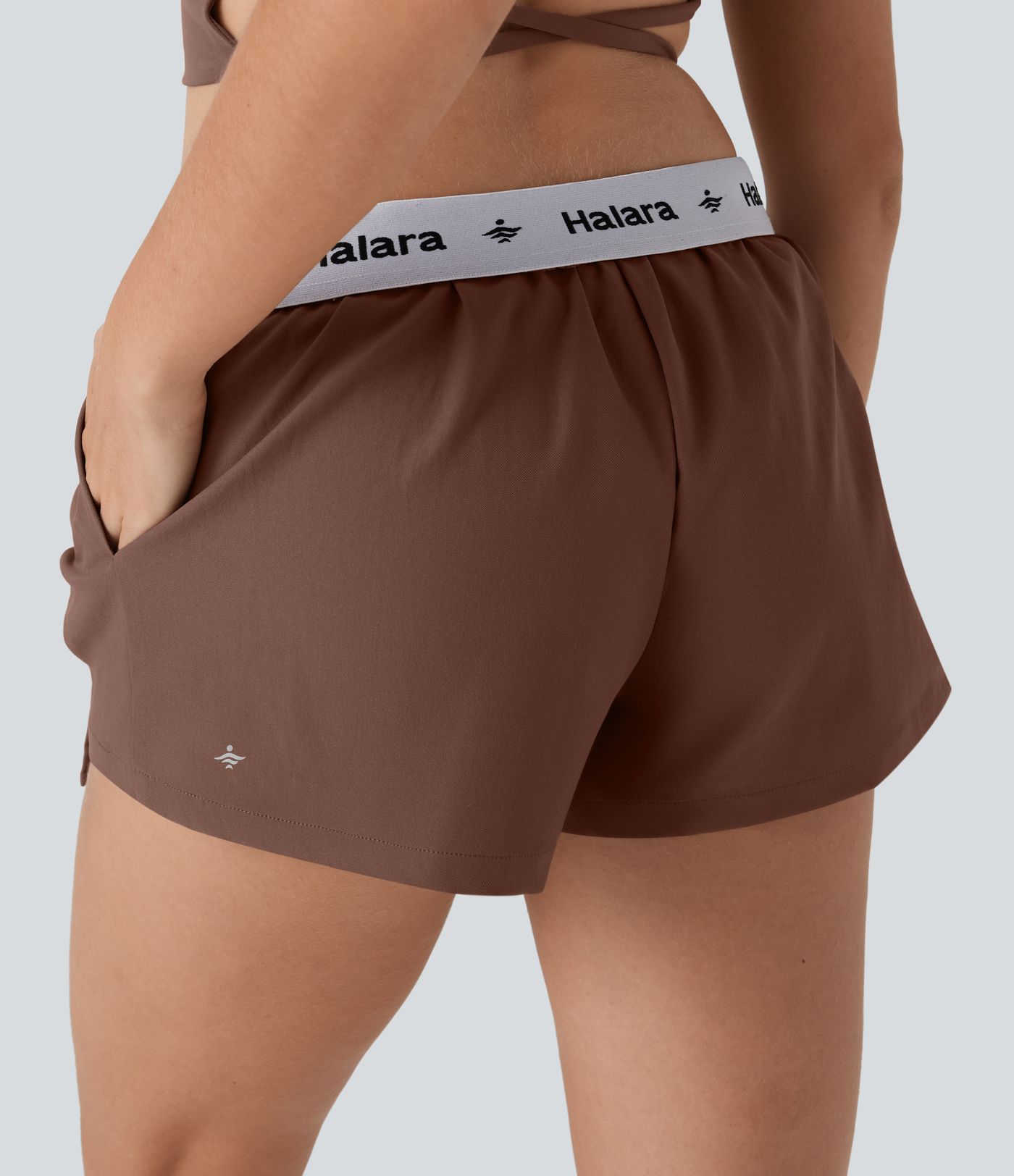 Falda pantalón de tenis mini de sarga plegable de tiro medio repelente al agua con bolsillos laterales