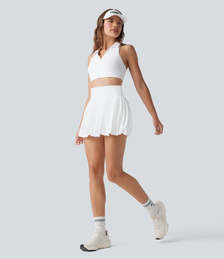 High Waisted Pleated 2-in-1 Cool Touch Quick Dry Mini Tennis Skirt with Pockets