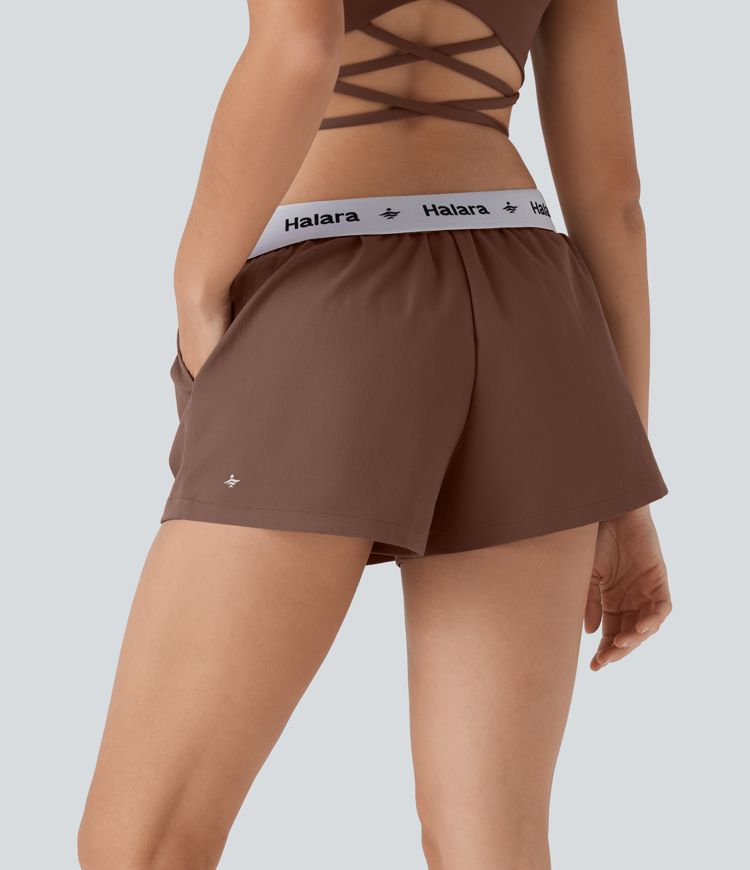 Falda pantalón de tenis mini de sarga plegable de tiro medio repelente al agua con bolsillos laterales