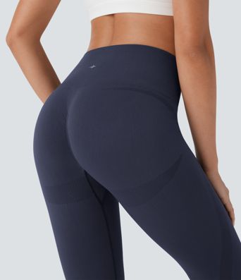 OneForm Seamless Flow High Waisted Ruched Capri Yoga Leggings