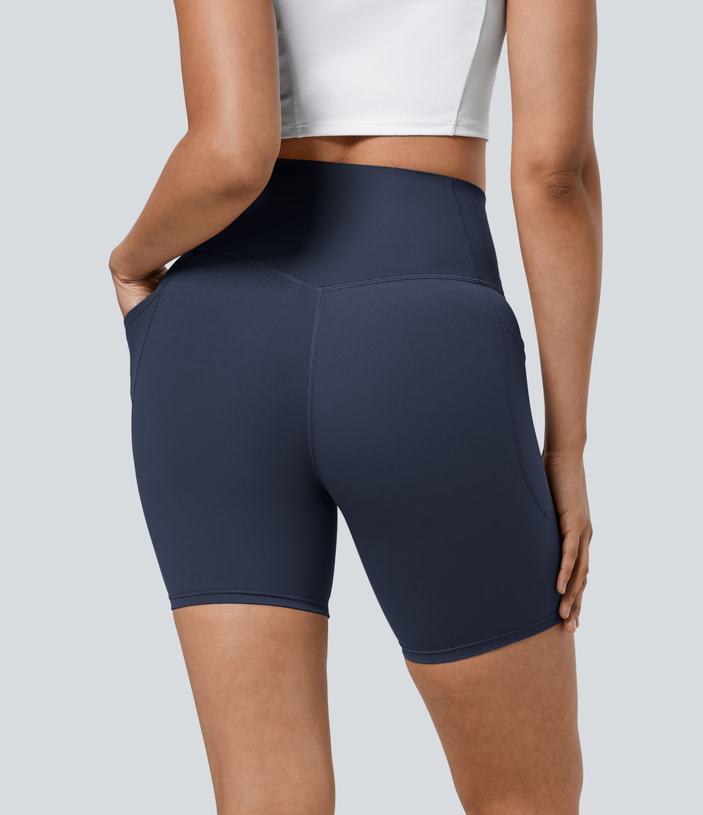 Halara UltraSculpt™ High Waisted Tummy Control Pocket Shaping Training Biker Shorts 7''