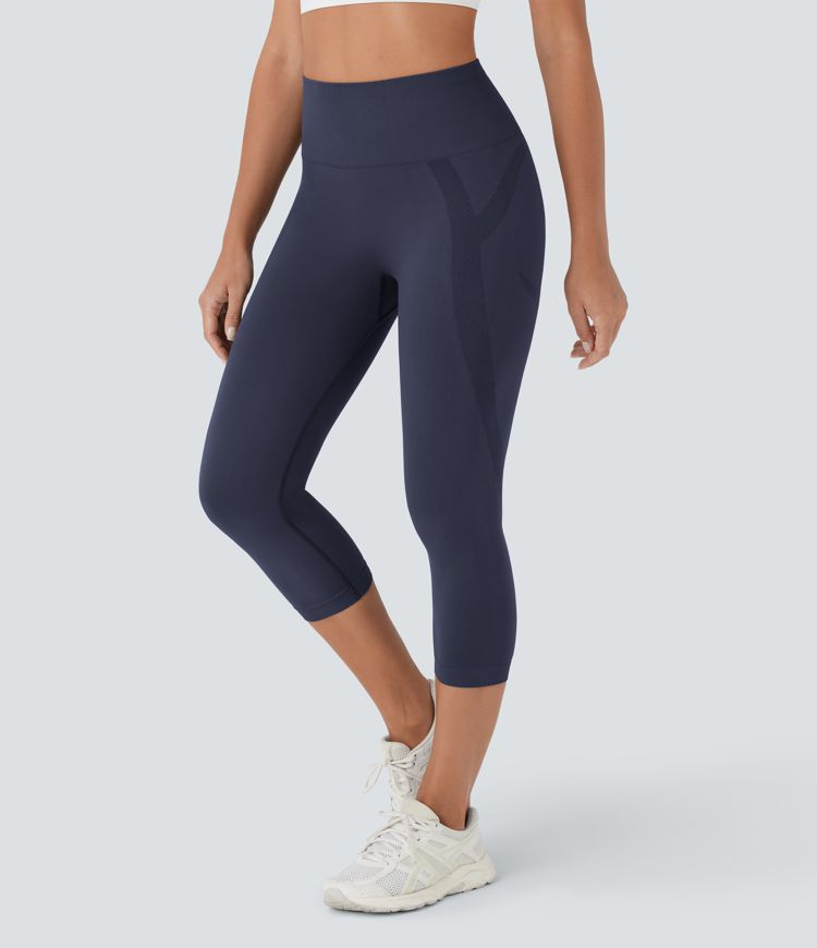 Summer Sale Seamless Flow High Waisted Ruched Capri Yoga Leggings