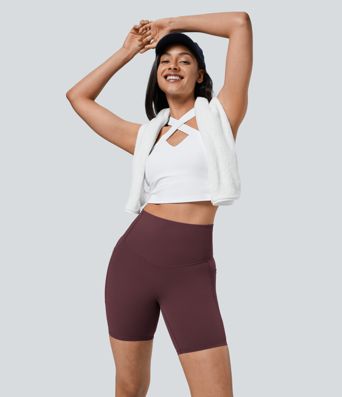 Halara UltraSculpt™ High Waisted Tummy Control Pocket Shaping Training Biker Shorts 7''