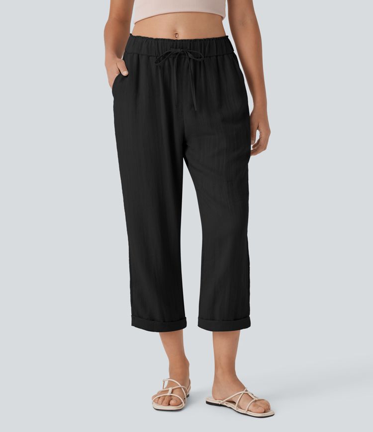 Jogging fuselé taille mi-haute à cordon avec poches