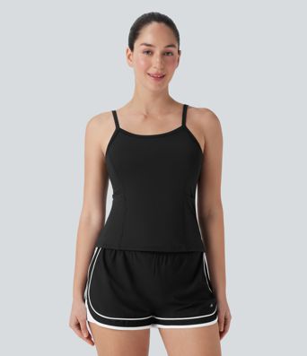 Side Pockets Plain Workout Cami Top Side Pockets Plain Workout Cami Top