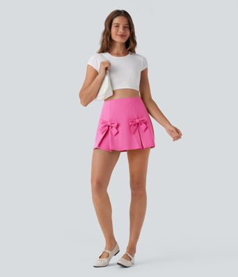 Softlyzero™ QuickDry High Waisted Tummy Control Removable Bow Casual Skirt with Built-in Shapewear Shorts