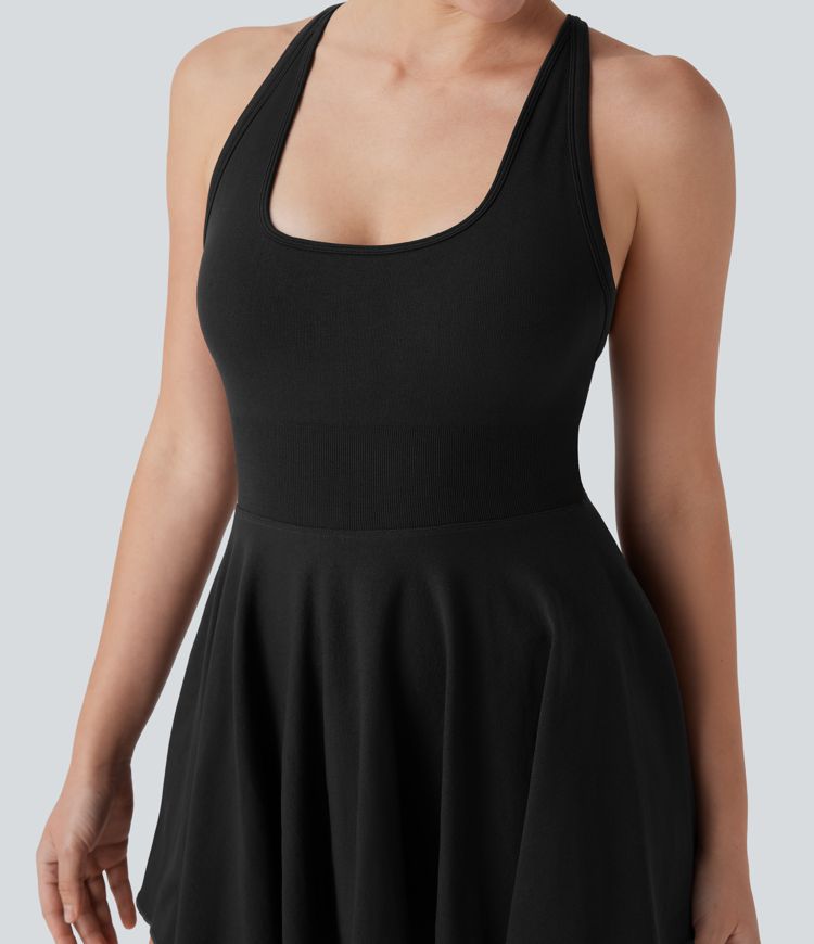 OneForm Seamless Flow Crisscross Backless 2-in-1 Mini Dance Active Dress