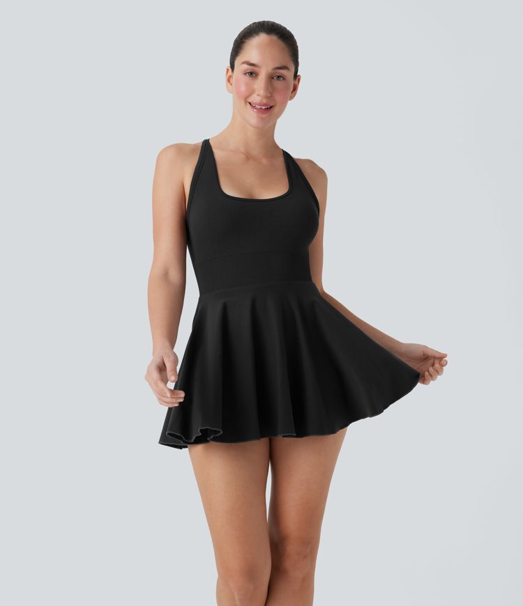 OneForm Seamless Flow Crisscross Backless 2-in-1 Mini Dance Active Dress