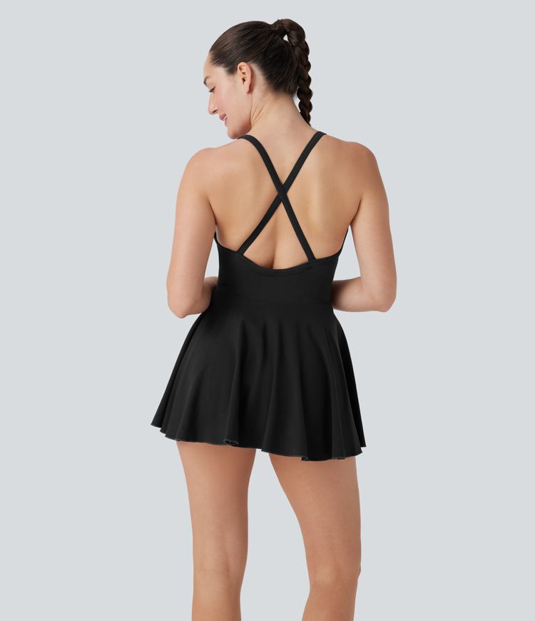 OneForm Seamless Flow Crisscross Backless 2-in-1 Mini Dance Active Dress