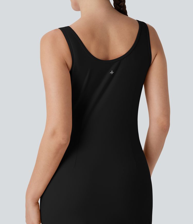 SoftlyZero™ Airy Color Block Hem Cool Touch Workout Active Tank Dress with Pockets-UPF50+