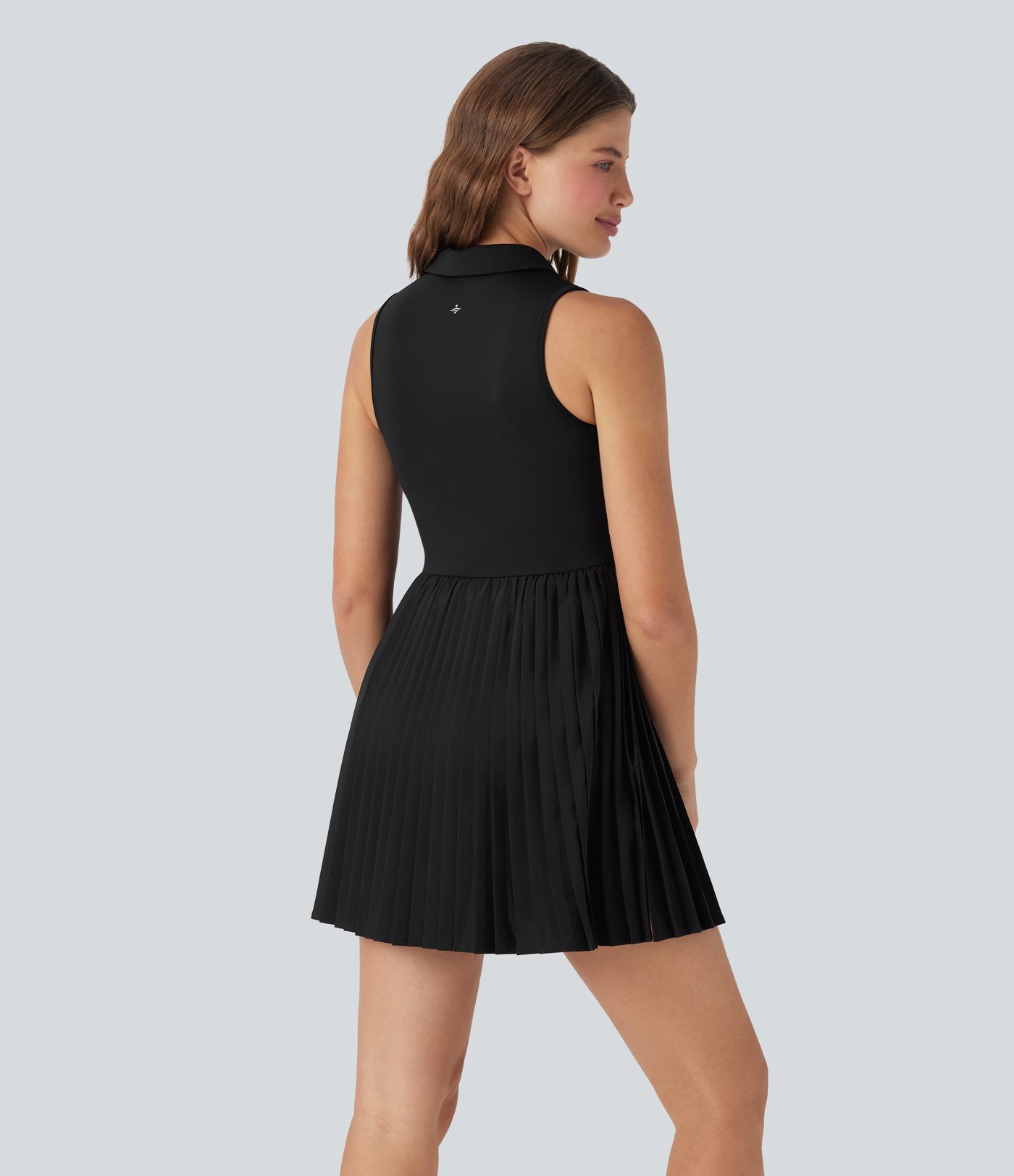 Breezeful™ Half Zipper Sleeveless 2-in-1 Pleated Hem Mini Quick Dry Tennis Active Dress with Pockets-Easy Peezy