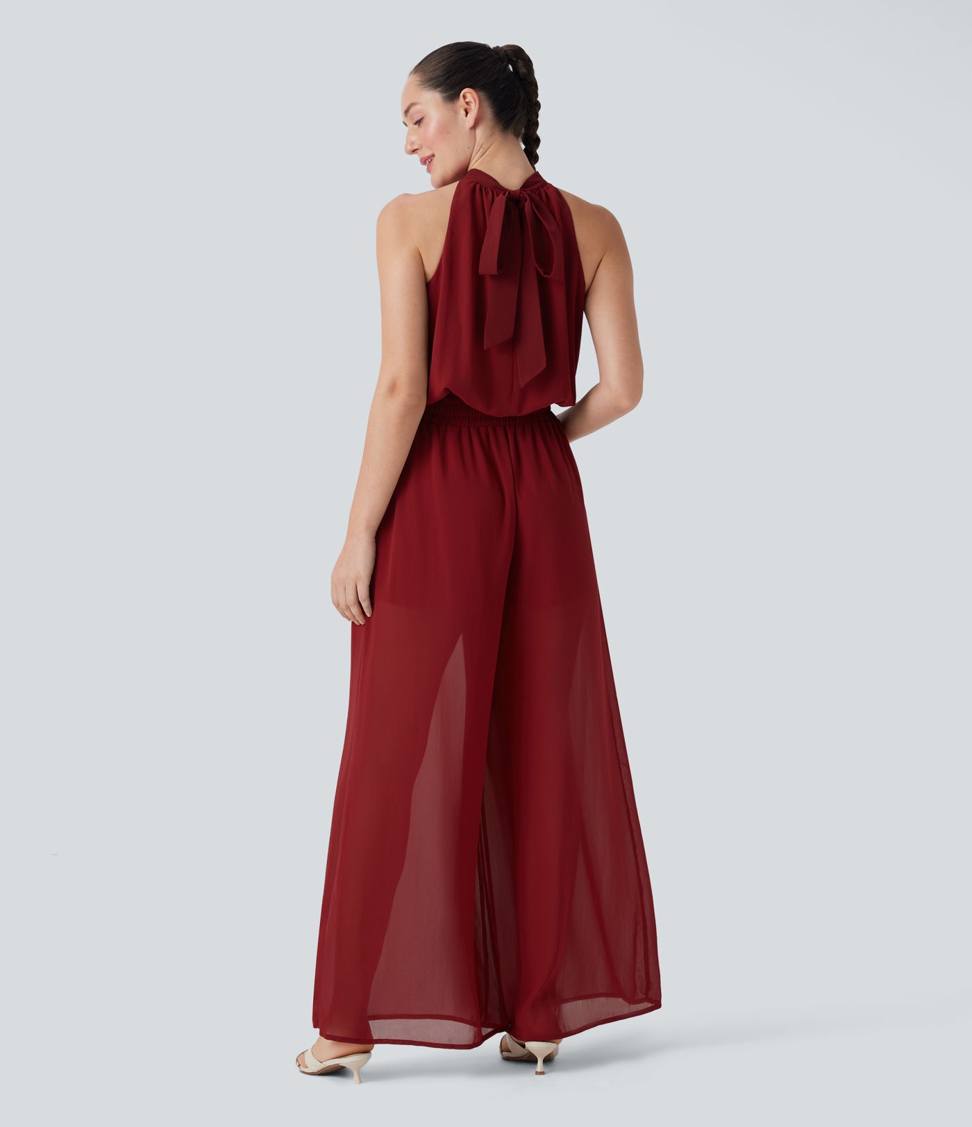 Tie Back 2-in-1 Wide Leg Casual Jumpsuit with Pockets-Easy Peezy Edition