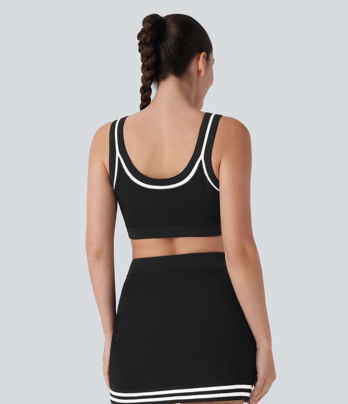 Pull Tricoté Court décontracté à Blocs de Couleur Débardeur