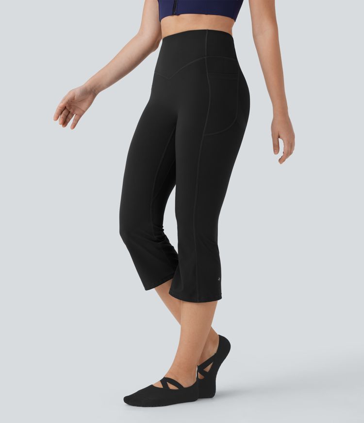 Halara UltraSculpt™ SoCinched High Waisted Tummy Control Butt Lifting Ruched Capri Yoga Bootcut Leggings with Pockets