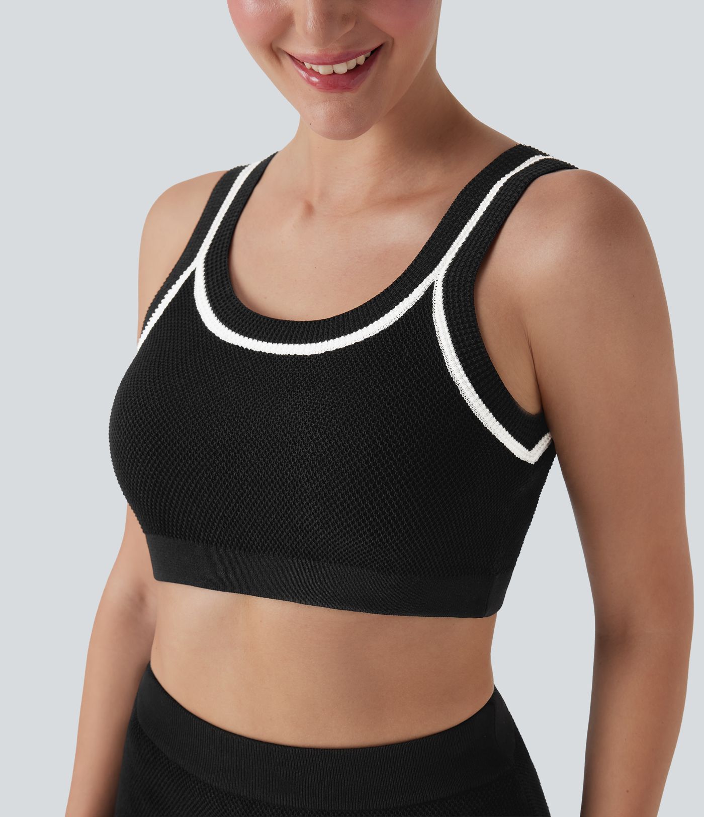 Pull Tricoté Court décontracté à Blocs de Couleur Débardeur