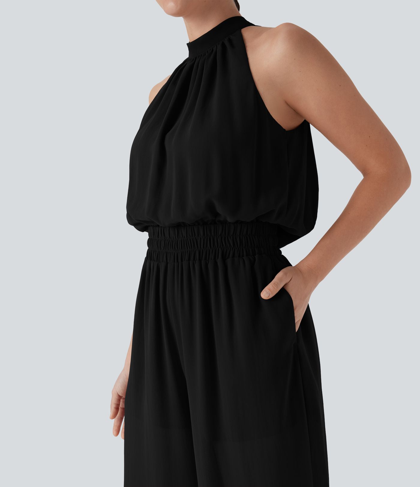 Tie Back 2-in-1 Weite Bein Lässiger Jumpsuit mit Taschen-Easy Peezy Edition