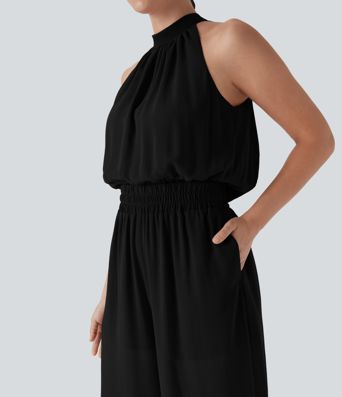 Tie Back 2-in-1 Weite Bein Lässiger Jumpsuit mit Taschen-Easy Peezy Edition