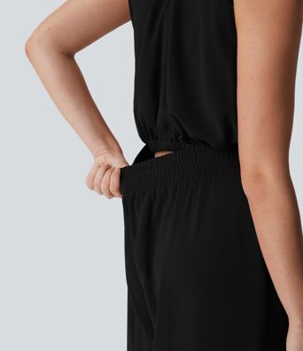 Tie Back 2-in-1 Weite Bein Lässiger Jumpsuit mit Taschen-Easy Peezy Edition