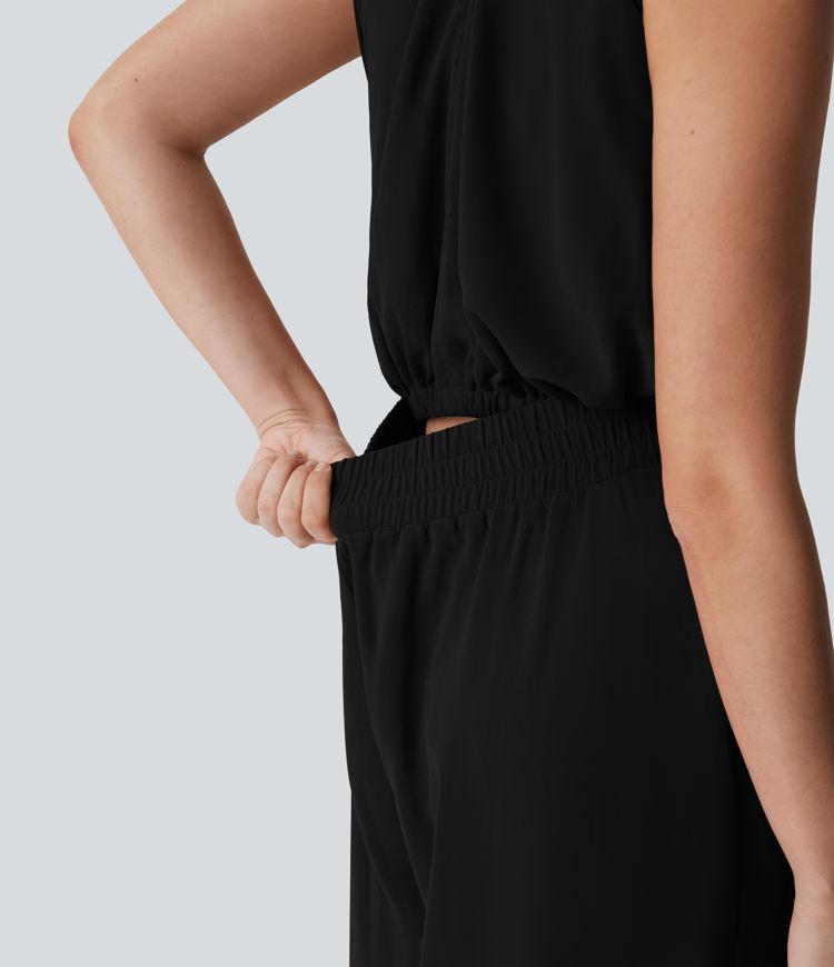 Tie Back 2-in-1 Weite Bein Lässiger Jumpsuit mit Taschen-Easy Peezy Edition