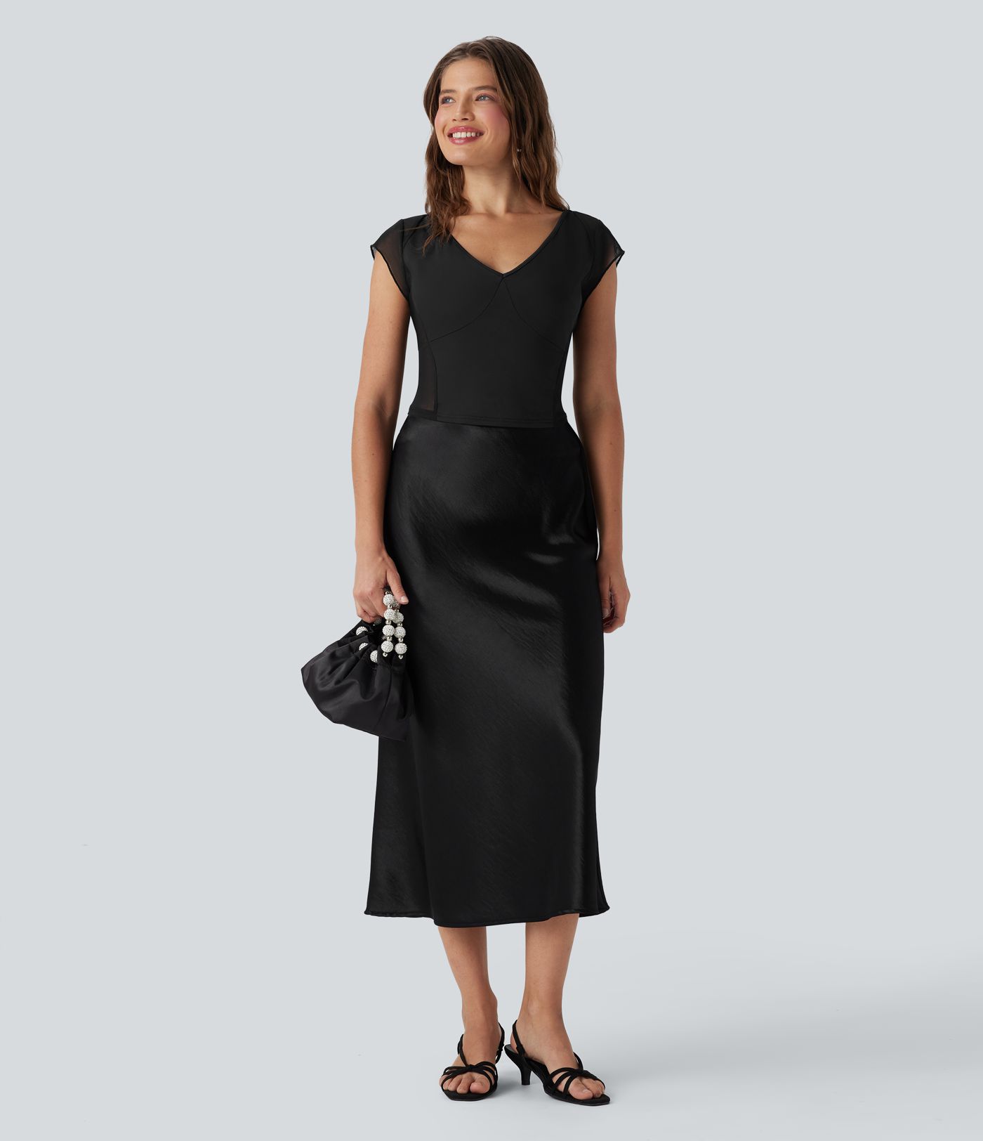 Tie Back Contrast Mesh Top