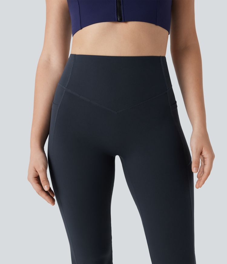 Halara UltraSculpt™ High Waisted Tummy Control Butt Lifting Ruched Capri Yoga Bootcut Leggings with Pockets