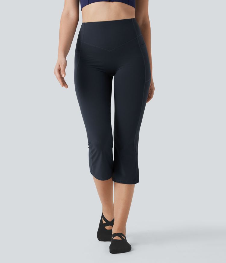 Halara UltraSculpt™ High Waisted Tummy Control Butt Lifting Ruched Capri Yoga Bootcut Leggings with Pockets