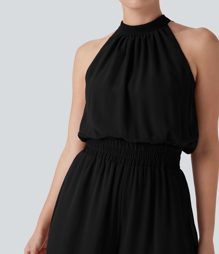 Tie Back 2-in-1 Weite Bein Lässiger Jumpsuit mit Taschen-Easy Peezy Edition