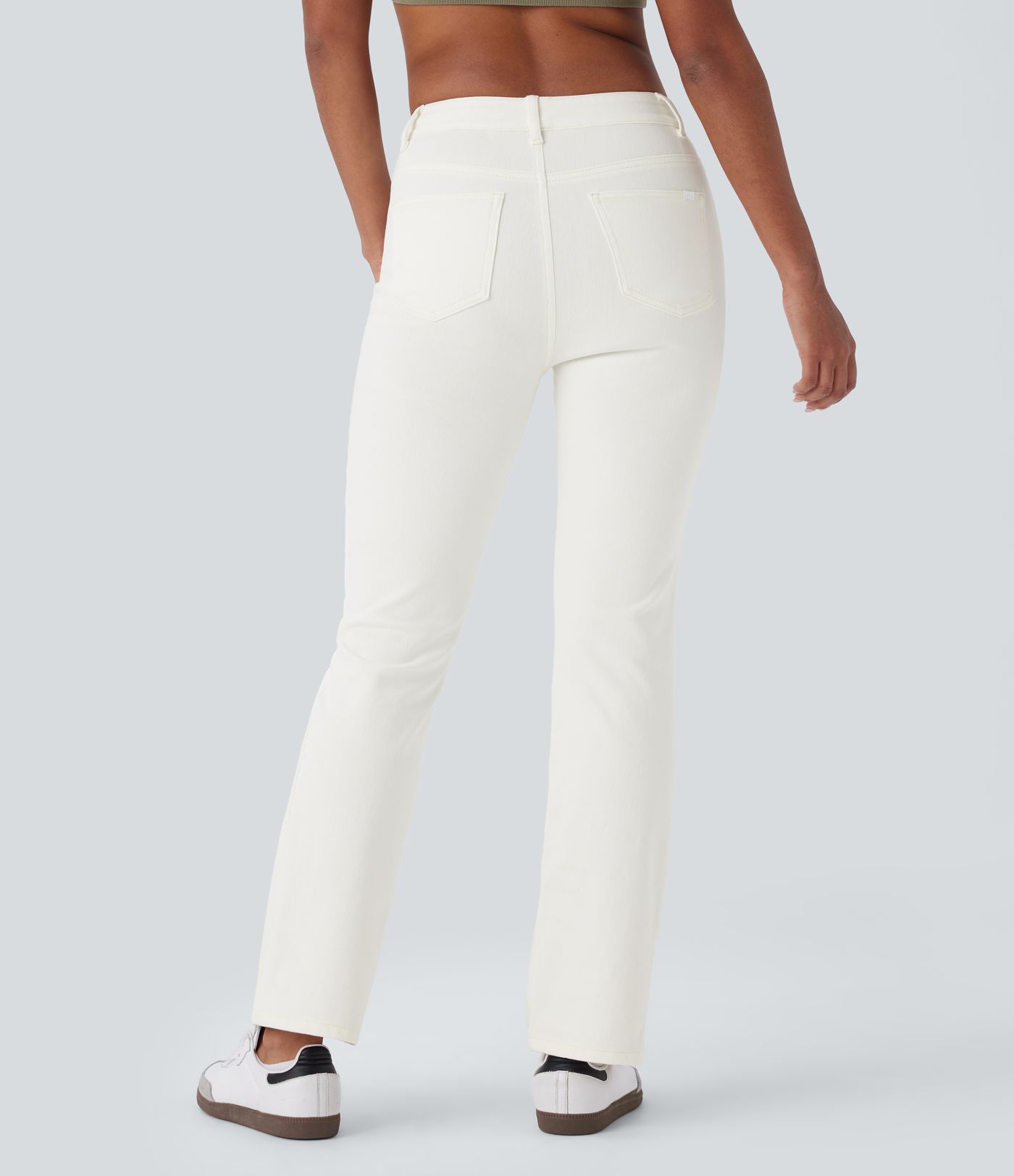 Halara Flex™ Jeans bootcut Casual Taille Haute Multiples Poches Lavés Élastiques et Tricotés Coupe